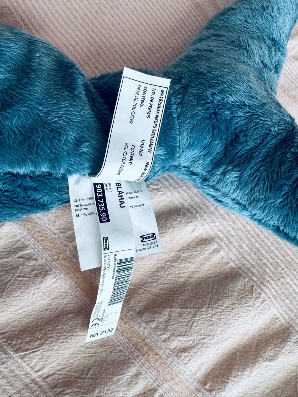 IKEA Plush Shark Pillow - Blue, White, Pink Accent